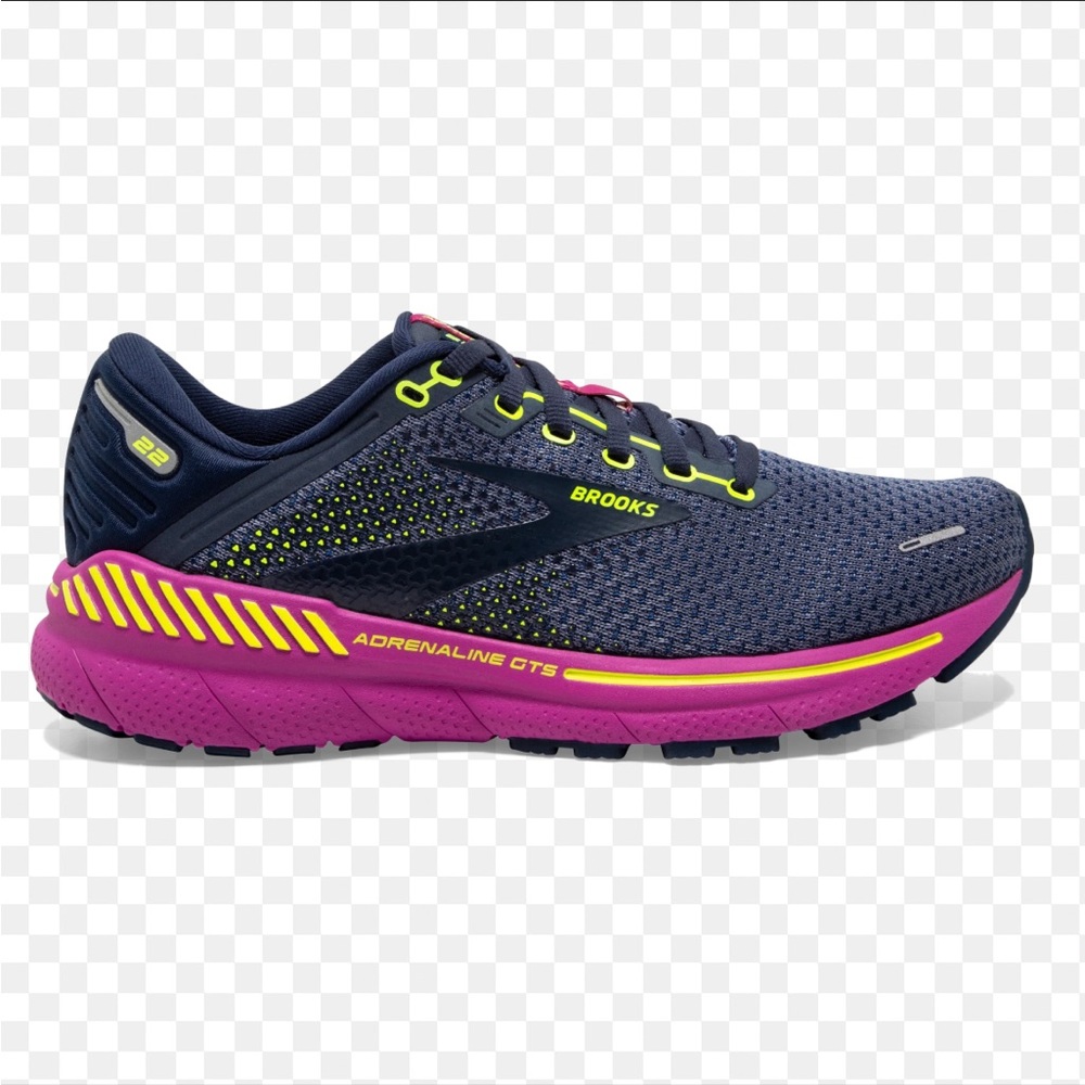 Brooks Women's Adrenaline GTS 22 Navy with Pink & Neon Yellow Accents